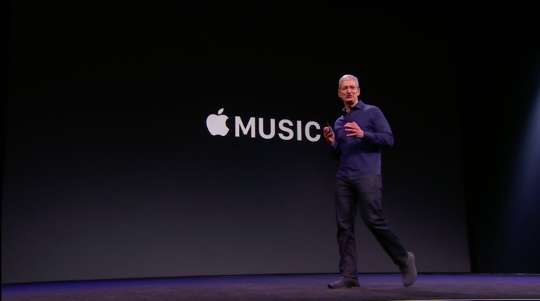 Den helt store afsløring var Apples tjeneste Apple Music, stiliseret som på billedet her.