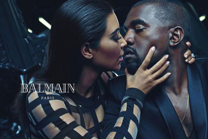 Kim Kardashian og Kanye West i Balmains SS15-kampagne
