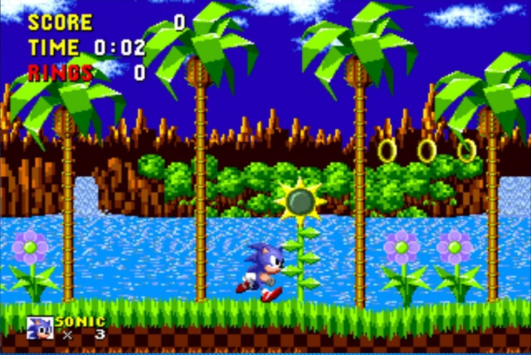 Skærmbillede fra 'Sonic the Hedgehog', 1991